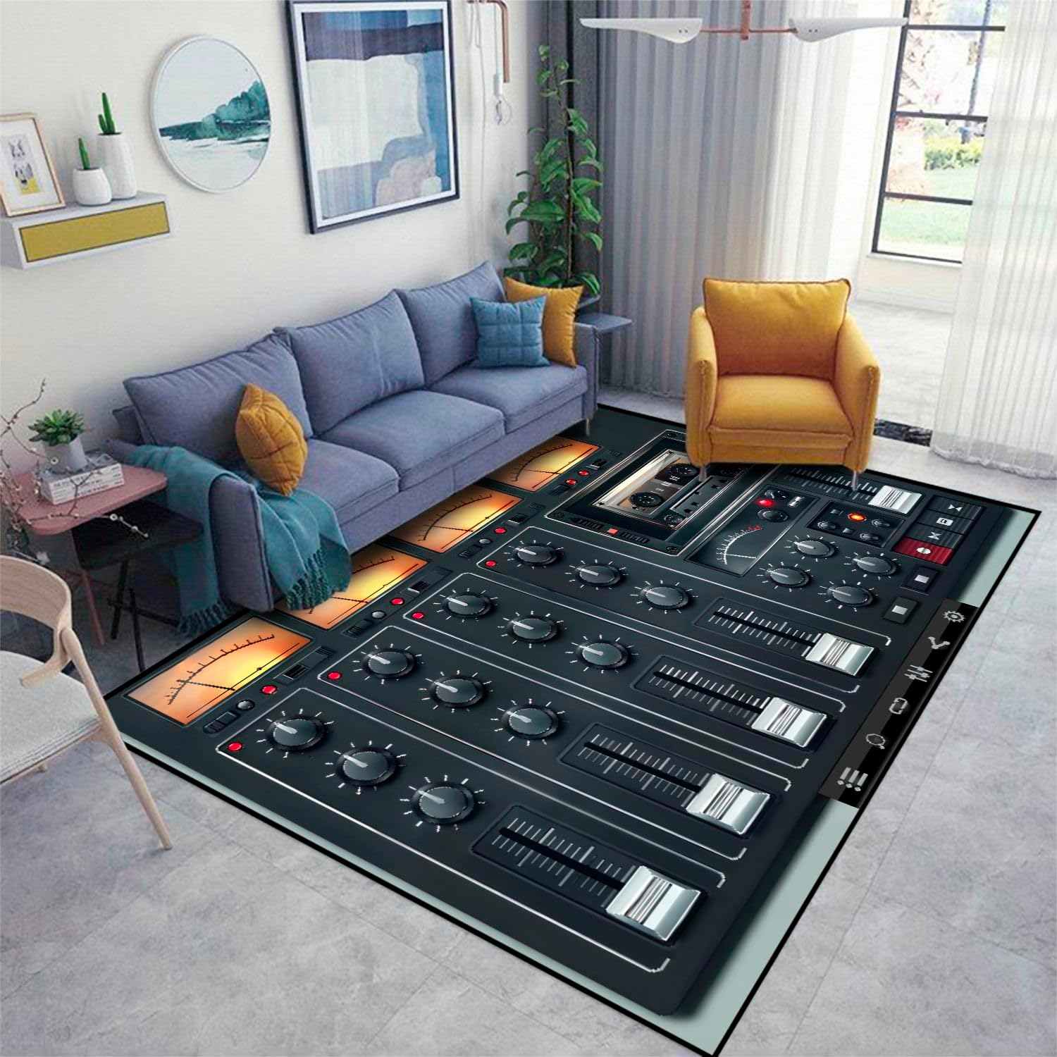 Audio And Music Mixer - Vintage Audio Mixer Console Rug Realistic