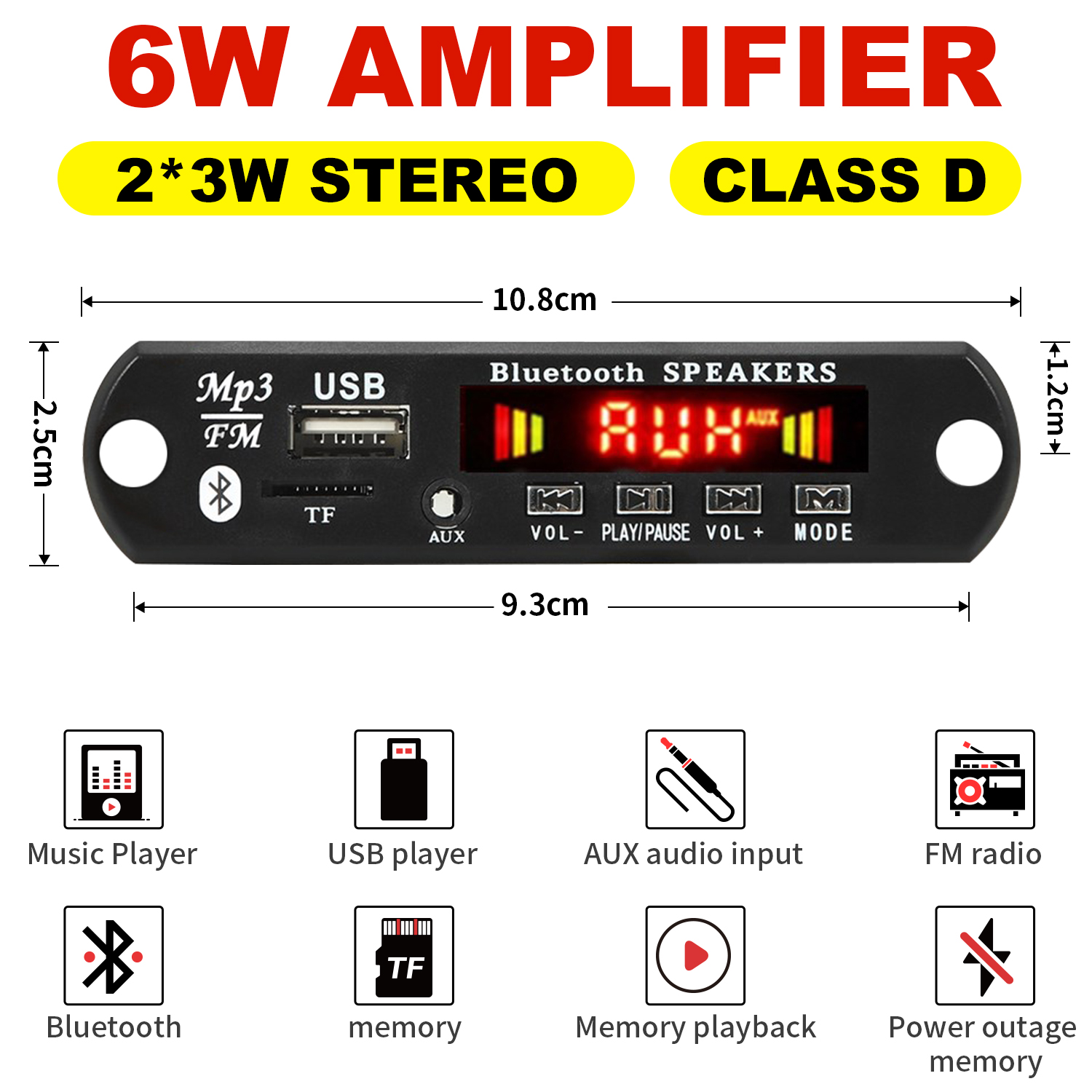 Audio Music Recorder - 6W Amplifier DIY MP3 WMA WAV