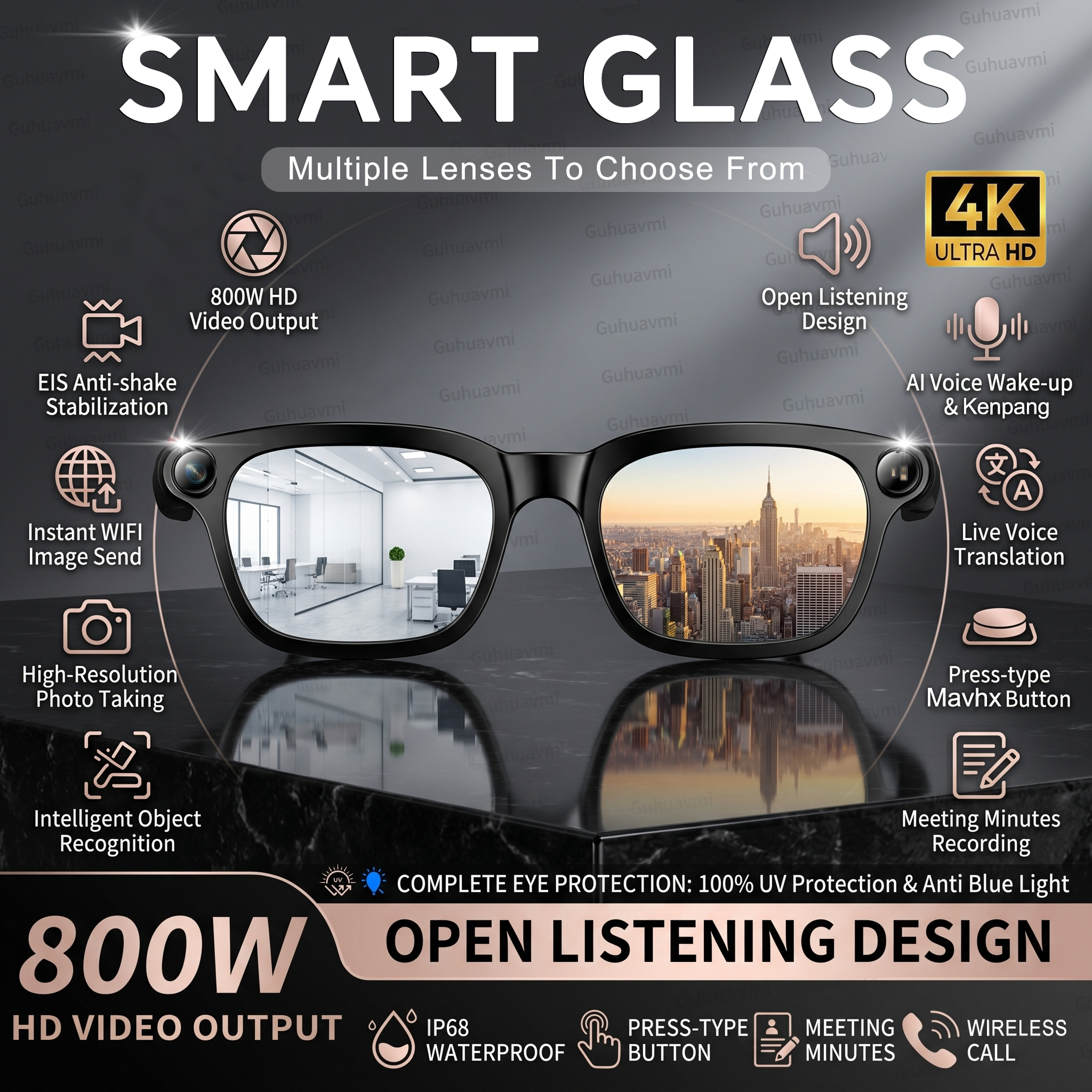 Audio Music For Video - New Smart AI Glasses with 800W