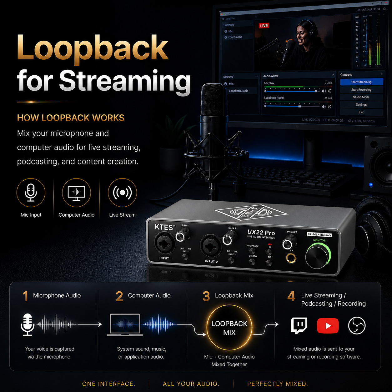 UX22 Pro Audio Interface 192kH - Audio Music Tiktok 评论和价格