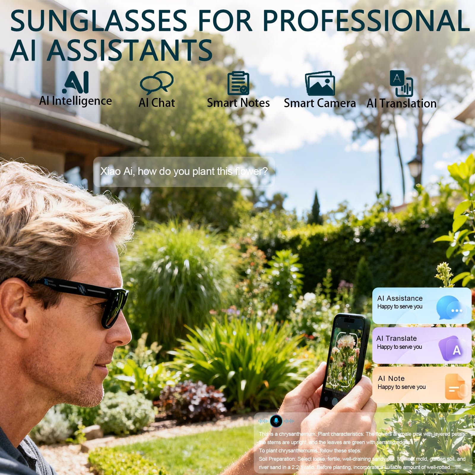 Black Smart Ai Glasses for Men - Audio Music For Video 评论和价格