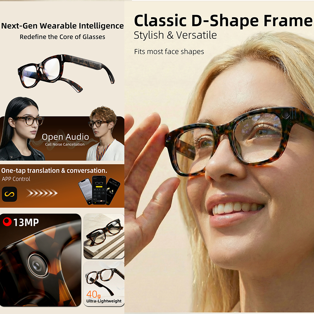 G600 Pro AI Smart Glasses 13MP - Audio Music For Video 评论和价格