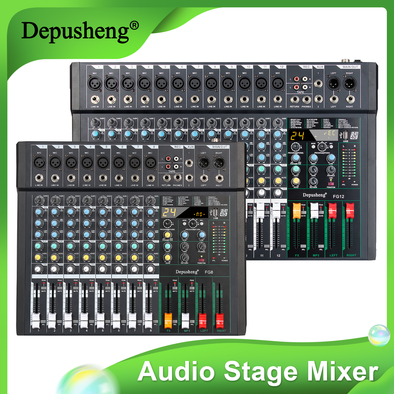 8/12Channel  DJ Console 24DSP  - Audio And Music Mixer 评论和价格