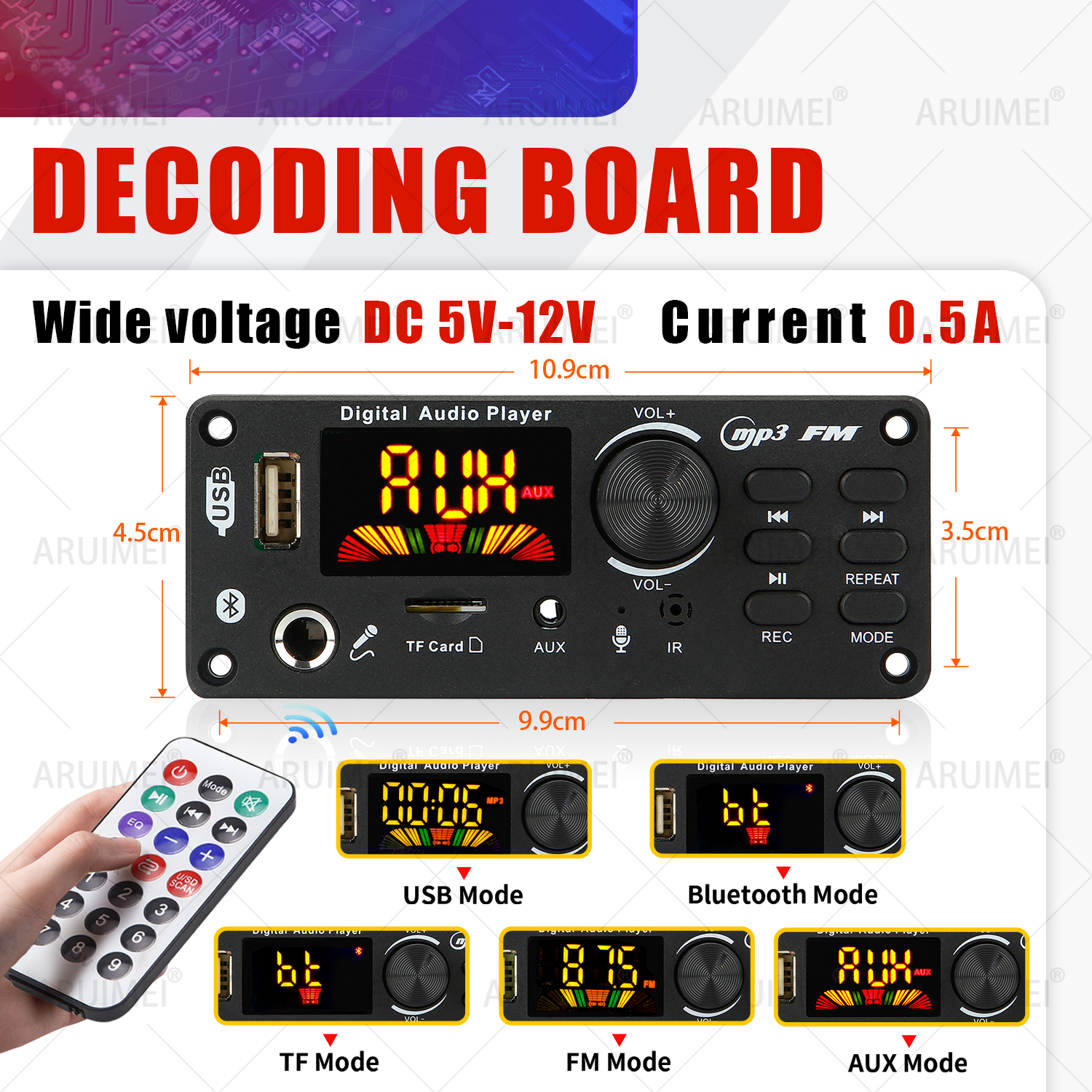 DC 5V 12V Bluetooth 5.0 MP3 WM - Audio Music Recorder 评论和价格