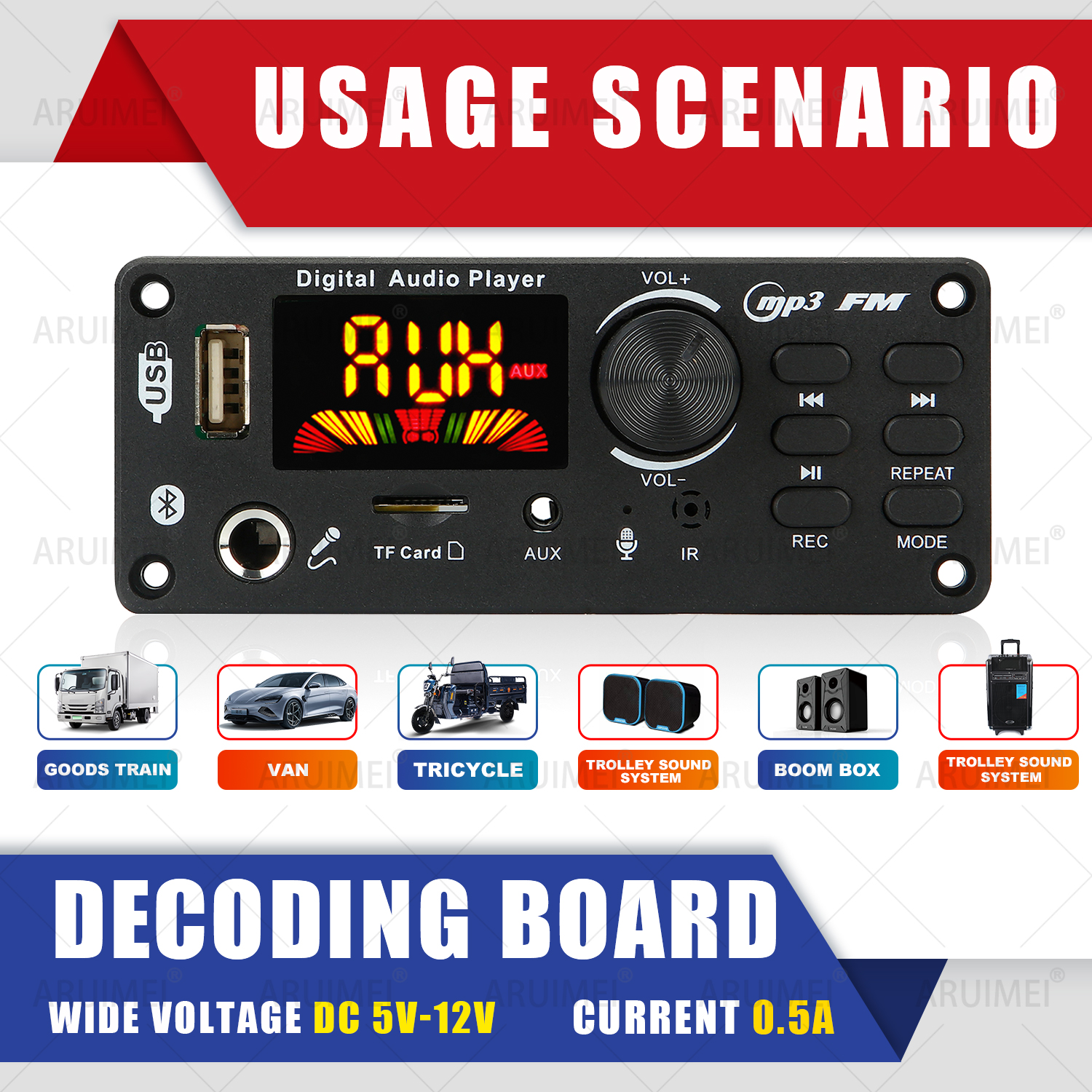 DC 5V 12V Bluetooth 5.0 MP3 WM - Audio Music Recorder 评论和价格