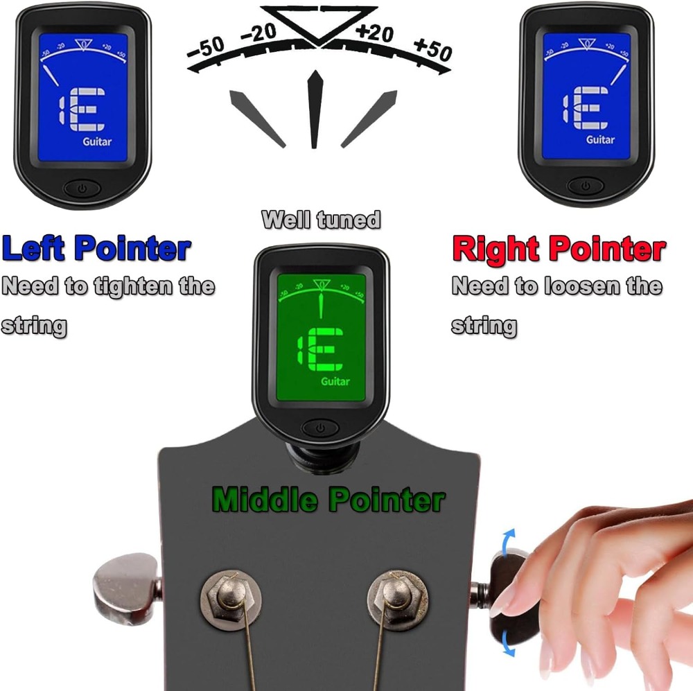 Clip-On Guitar Tuner, Buzzing- - Guitar Capo Clip 评论和价格