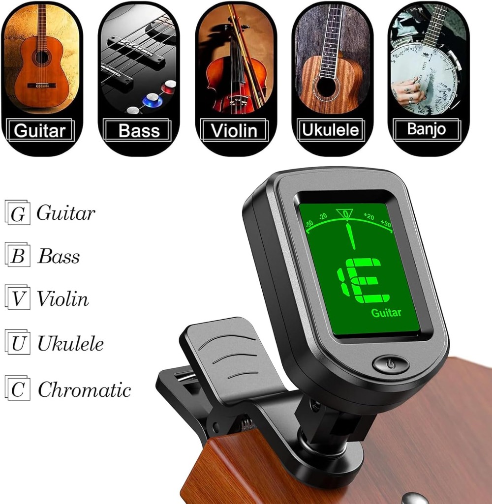 Clip-On Guitar Tuner, Buzzing- - Guitar Capo Clip 评论和价格