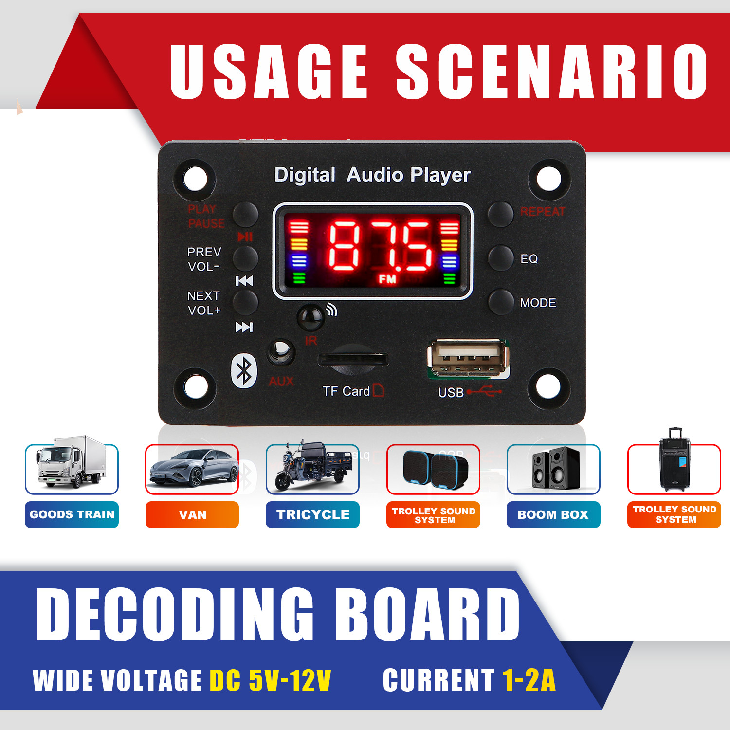 12V Wireless Handsfree Bluetoo - Audio Music Recorder 评论和价格