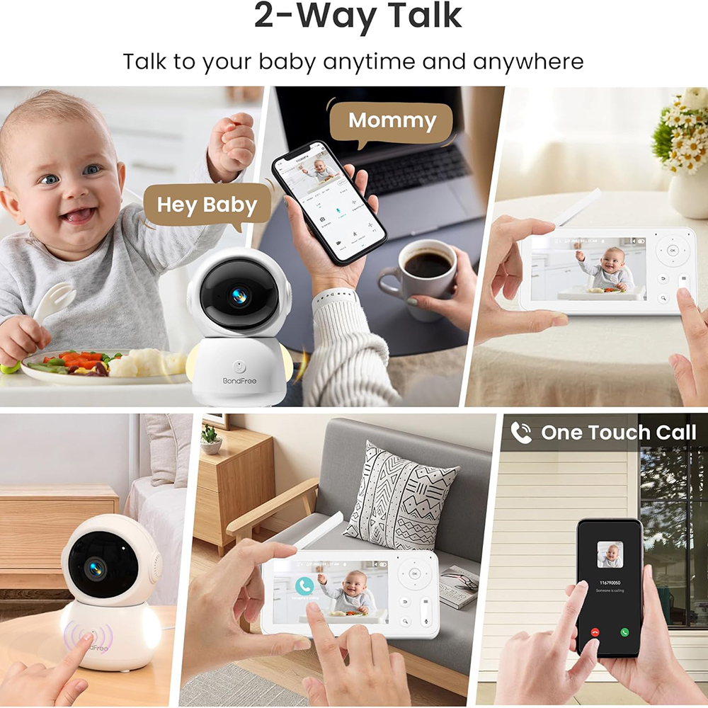 2K Baby Monitor with 2 Cameras - Audio Music For Video 评论和价格